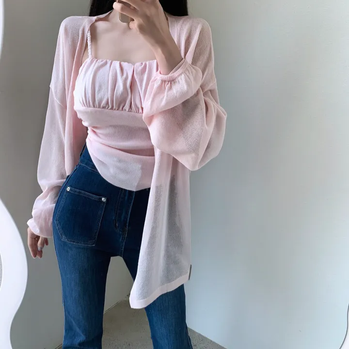 로코 셔링탑set 루즈핏 가디건 상세 이미지 10
