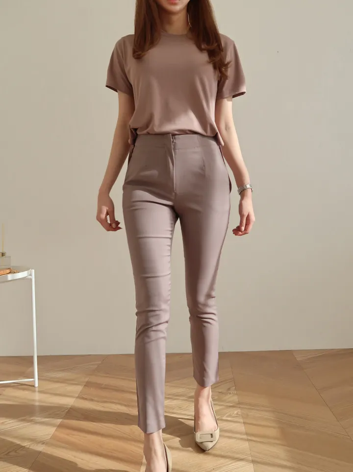 [55~77/일반,기모] 인생핏 슬림 일자 스키니핏 하이웨스트 스판 간절기 겨울 슬랙스 상세 이미지 32