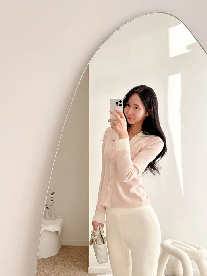 파스텔 카라 레이어드 니트 가디건 상세 이미지 20