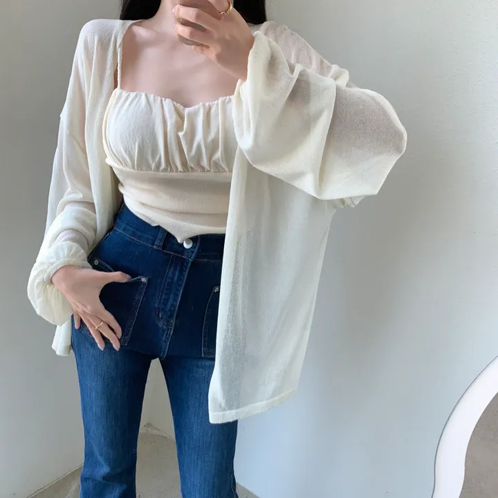 로코 셔링탑set 루즈핏 가디건 상세 이미지 18