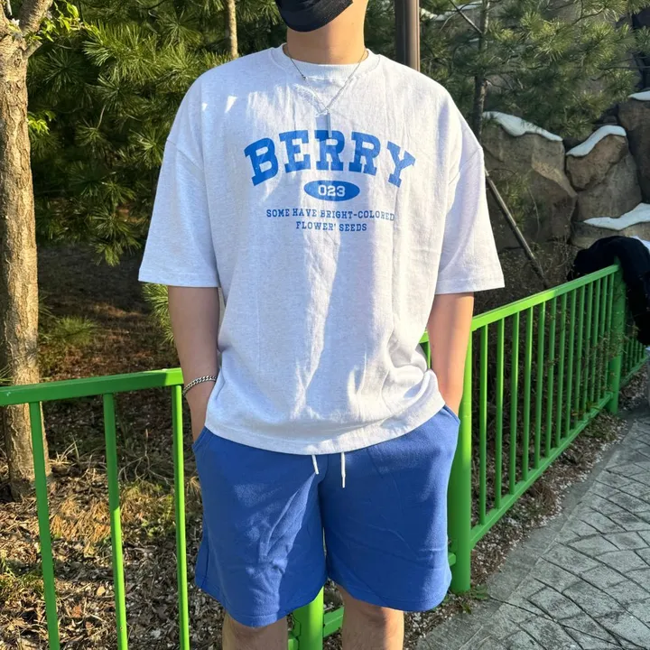 [세트가격🍓/4컬러]베리 남녀공용 커플 빅사이즈 반팔 반바지 세트 국내제작 꾸안꾸 반팔티 팬츠 셋업 커플룩 시밀러룩 츄리닝세트 반소매 여름 마실룩 여행 커플세트 상세 이미지 19