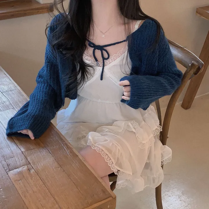 [흘러내림X]퓨어 울 모헤어 리본 볼레로 크롭 가디건 - 4color 상세 이미지 8