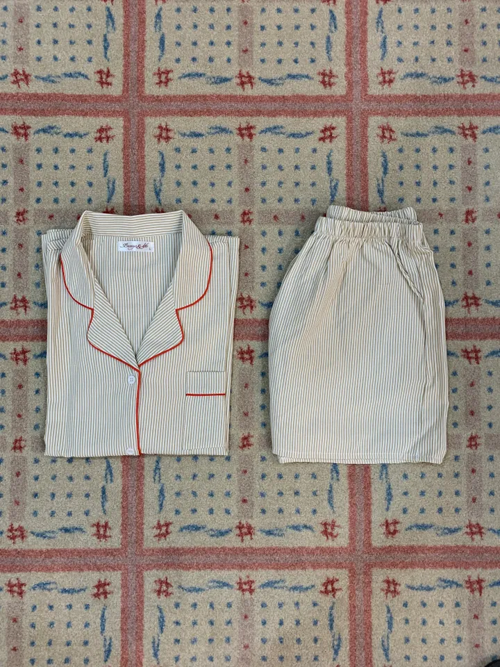 [커플잠옷][2000장돌파] timeless pajamas set 긴팔 반바지 잠옷 세트 베이지 상세 이미지 16