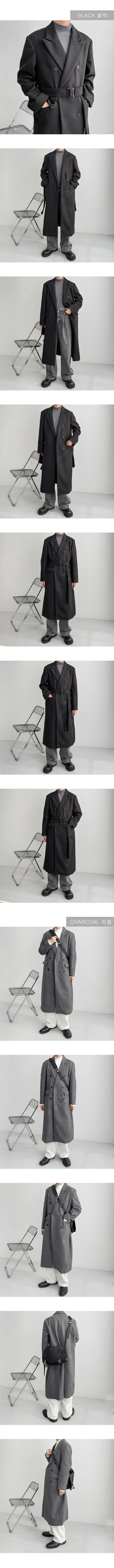 오버핏 캐시미어 울 더블 로브 롱코트 상세 이미지 4