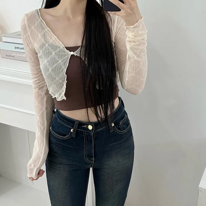 [살안타템/주문폭주] 다이아 시스루 크롭 물결 가디건 상세 이미지 10