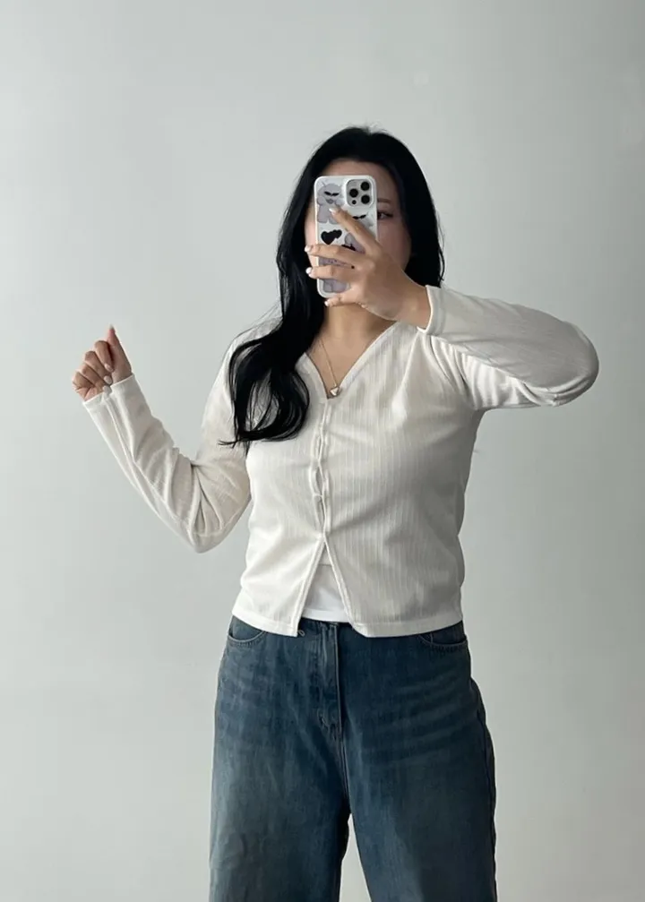 [2사이즈] 색감굿@ 가디건 브이넥 레이어드 여리핏 빅사이즈 크롭 봄옷  통통 베이직 꾸안꾸 상세 이미지 65