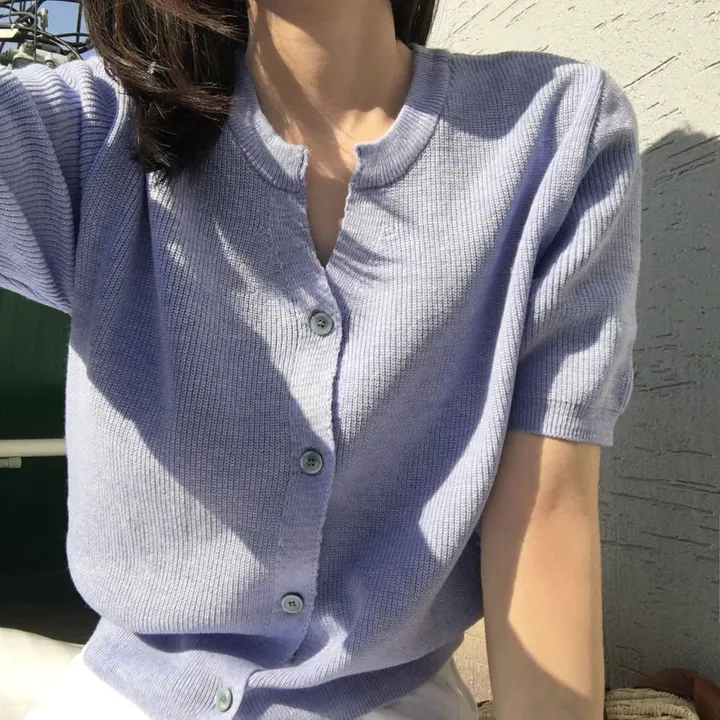 [린넨15%] 부드럽게 착- 반팔 린넨 가디건 / 하찌 넥트임 버튼 반팔티 상세 이미지 10