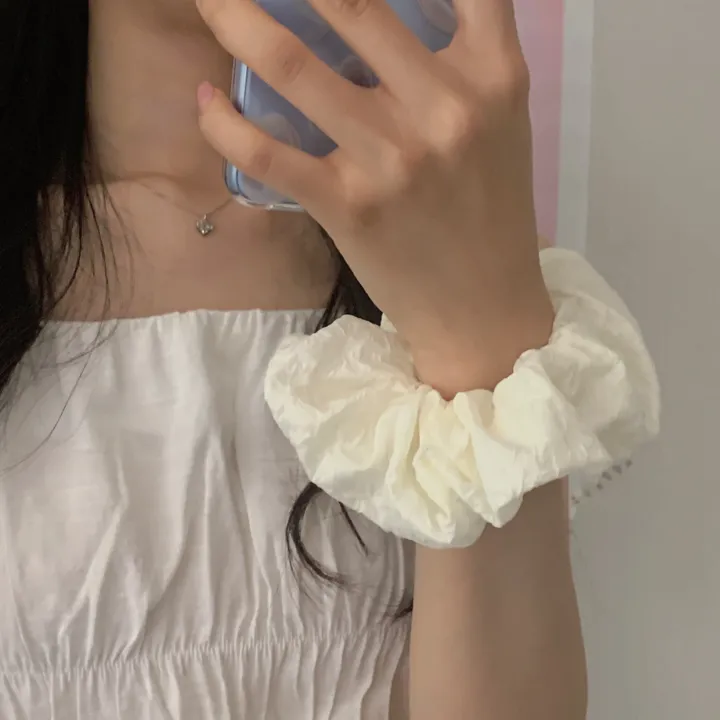당일배송 색상추가ෆ찐후기인증ෆ 크링클 바스락 헤어곱창 헤어슈슈 스크런치 2color / 올림머리 반머리 반묶음 머리끈 헤어악세사리 데일리 꾸안꾸 여름슈슈 긴머리 단발머리 헤어포인트 상세 이미지 2