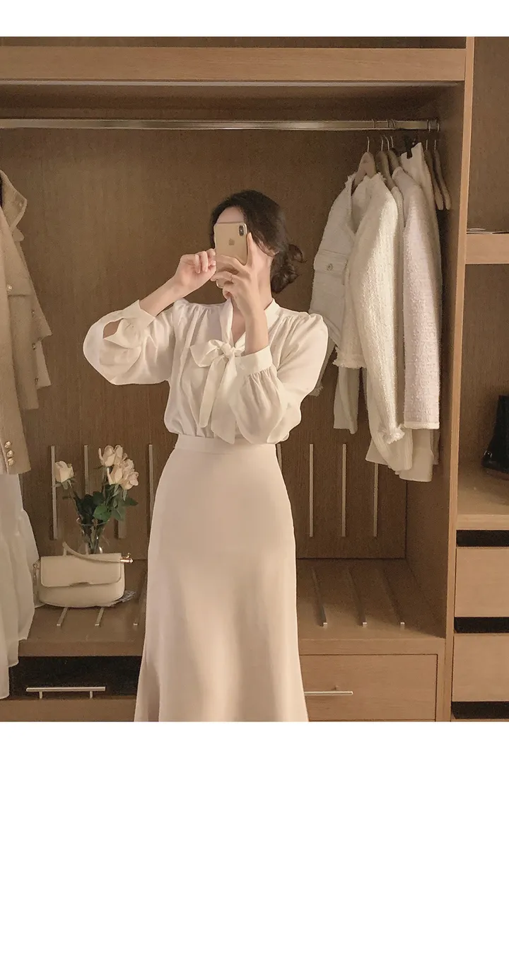 여름하객룩🖤[La belle rose]샬리 타이 블라우스 상세 이미지 16