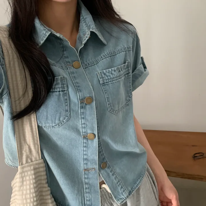 [여름자켓/데일리] 라이크 롤업 투포켓 반팔데님 자켓, 셔츠 - 3color 상세 이미지 31