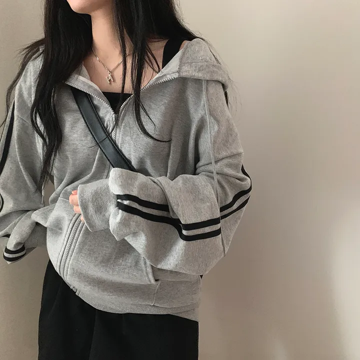 [루즈핏/꾸안꾸🖤] 키트 투라인 후드 집업 점퍼 상세 이미지 30