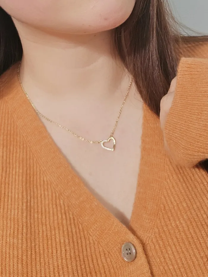 💎반짝반짝/💕심플포인트 "러브앤 밸런스" 데일리 하트 큐빅 네크리스 펜던트 써지컬스틸 목걸이 [ 셰릴비 ] 상세 이미지 18