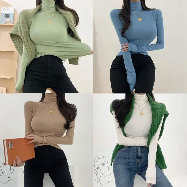 *후기보장*[고퀄필수템/핏보장] 피치기모! 쫀쫀보들 스판슬림 잔골지 목폴라 목티 기모티 상세 이미지 3