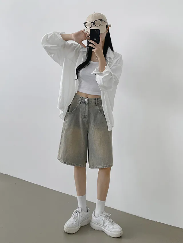 [기본&롱~XL까지/허리조절/made!] 시그니처 빈티지 버뮤다데님팬츠 4color 상세 이미지 12