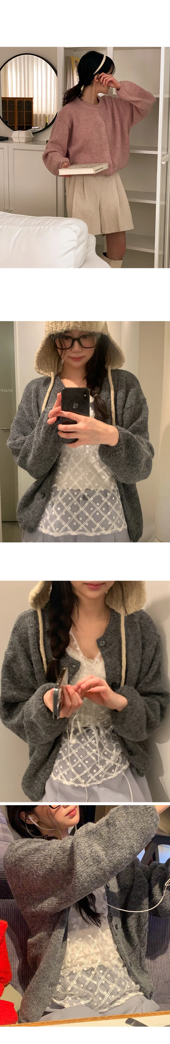 알파카 루즈핏 여리 울 니트 가디건 상세 이미지 4
