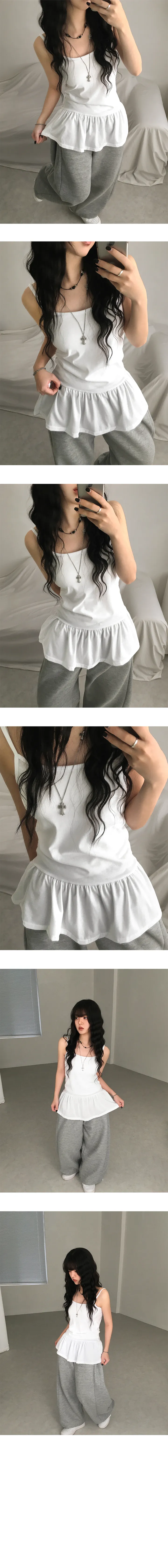 [여리찰랑🖤] 사계절 레이어드 셔링 프릴 민소매 원피스 이너 나시 3color 상세 이미지 3