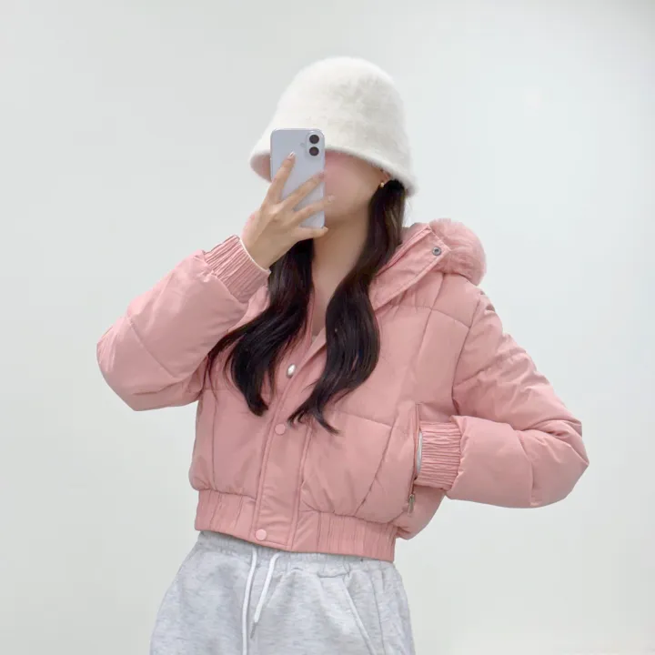 당일출고*[고퀄Ver/슬림핏/밍크안감/4Col] 보들 후드 퍼안감 겨울 숏패딩 크롭 겨울패딩 겨울아우터 상세 이미지 17