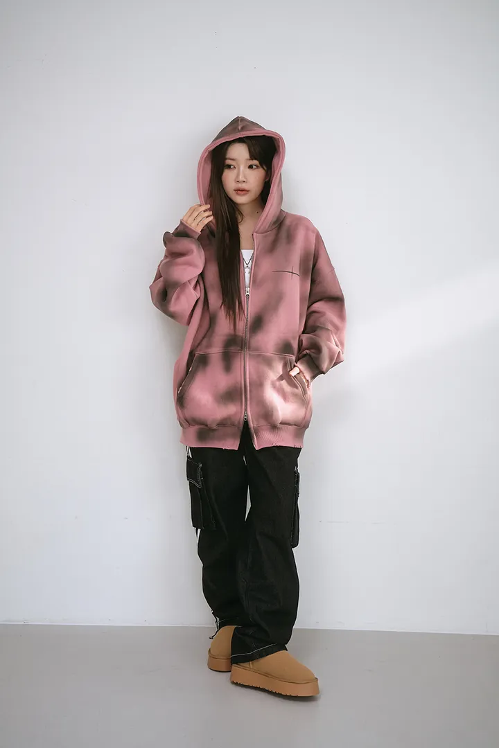 [UNISEX] 빈티지 워싱 더티 투웨이 후드집업 크롭 워싱  피그먼트 오버핏  핸드워머  커플룩 스트릿룩 빈티지룩 남여공용 유니섹스 크롭집업  빅사이즈 유니크 봄신상신상 물나염 상세 이미지 28