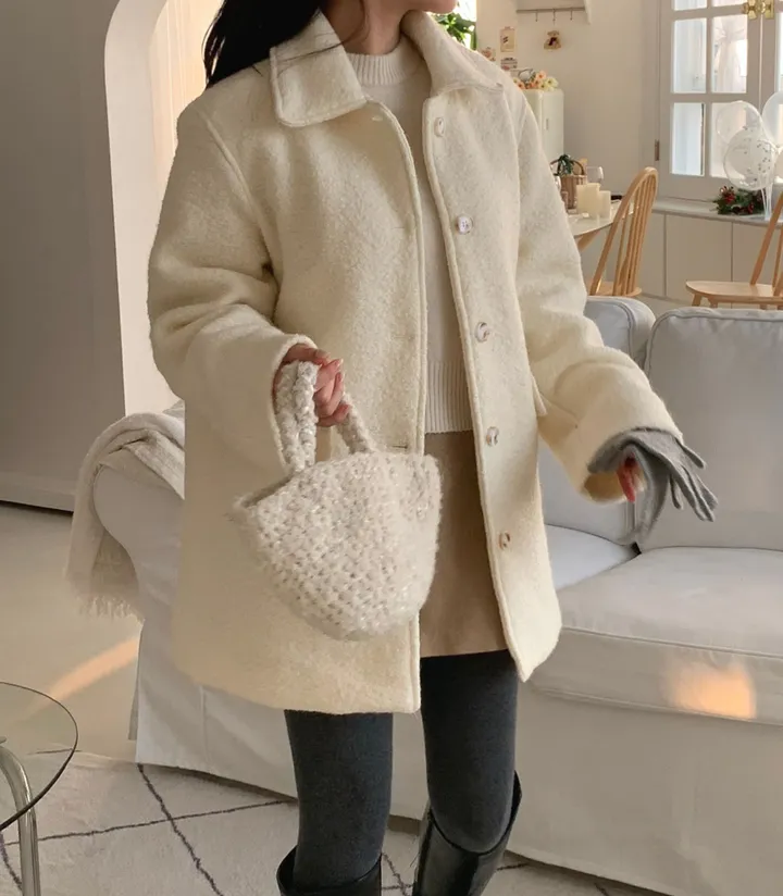 [주문폭주🔥][겨울신상⛄] 메리 부클 카라 하프 코트(2color) / 하객룩 하프코트 코트 숏코트 아우터 상세 이미지 24