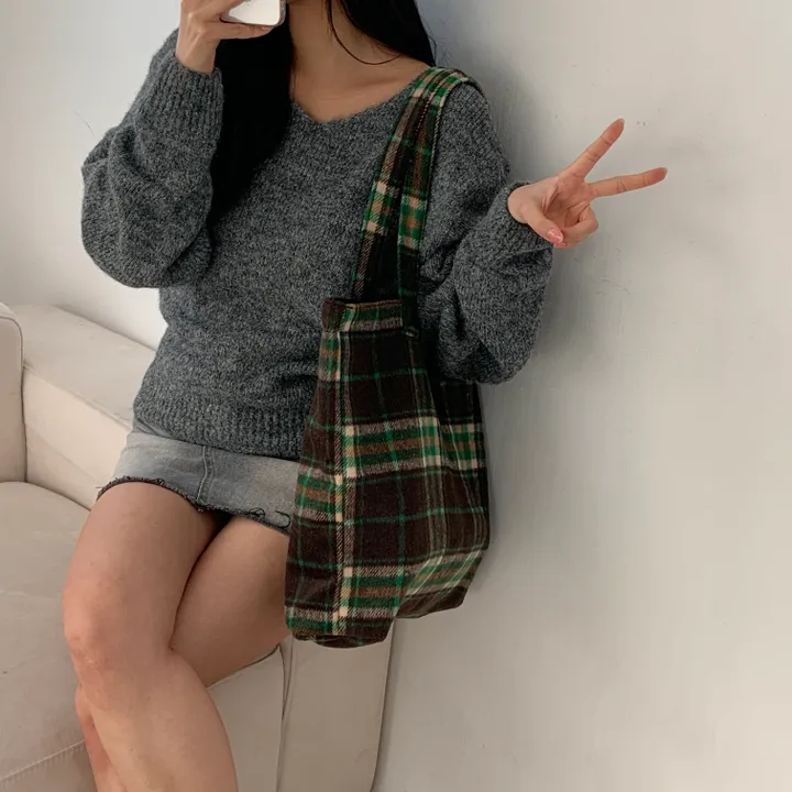 🌼2color🌼 윈터 체크 에코백🚚당일출고🚚 (그린, 네이비) 크리스마스, 연말파티, 겨울신상⛄︎ 상세 이미지 17