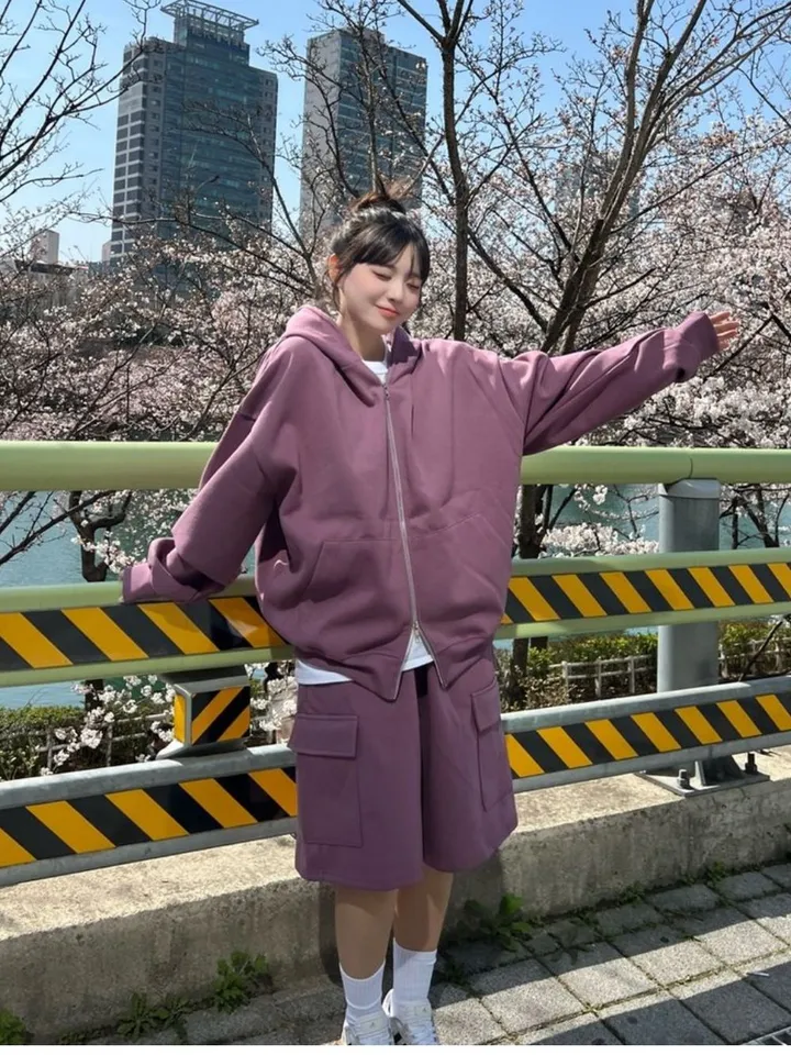 🌼당일출고🌼💗2000장 돌파💗[고퀄 핏대박/7Color/신상] 빅사이즈 투웨이 후드집업 카고 버뮤다 팬츠 트레이닝 세트 커플룩 시밀러룩 오버핏 꾸안꾸 트레이닝복 상세 이미지 45