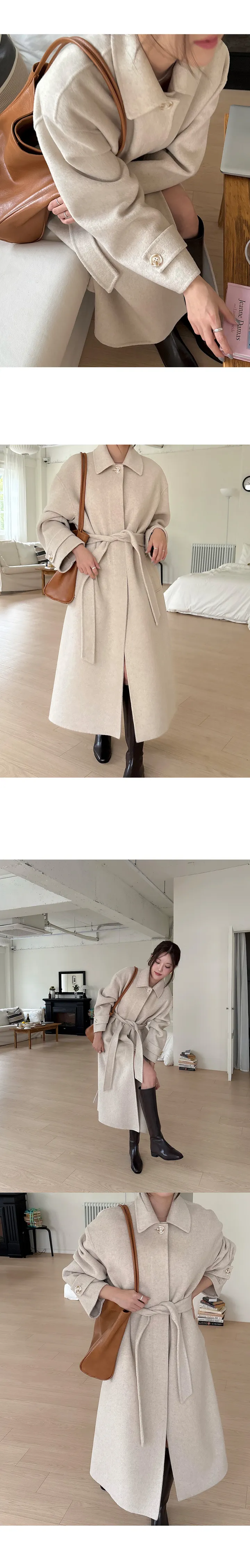[울 90%/패딩내피] 앤드 벨트 핸드메이드 롱 코트 상세 이미지 3