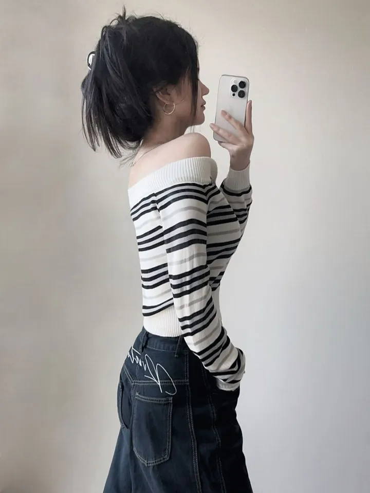 단가라츄잇(가디건,오프숄더,단가라,스트라이프,봄신상,캐주얼,유니크,섹시) 상세 이미지 2