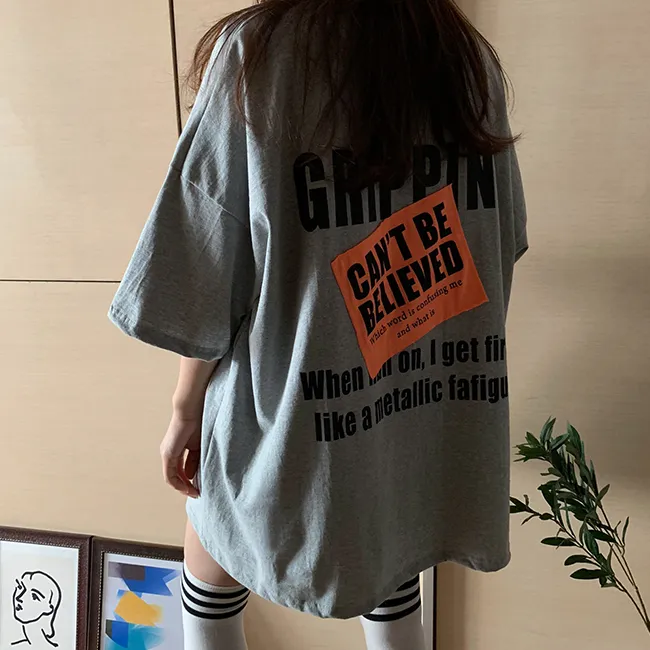 (🚀당일출발!/남여공용/빅사이즈) 루즈핏 오버 레터링 패치 반팔 티셔츠 3color 상세 이미지 11