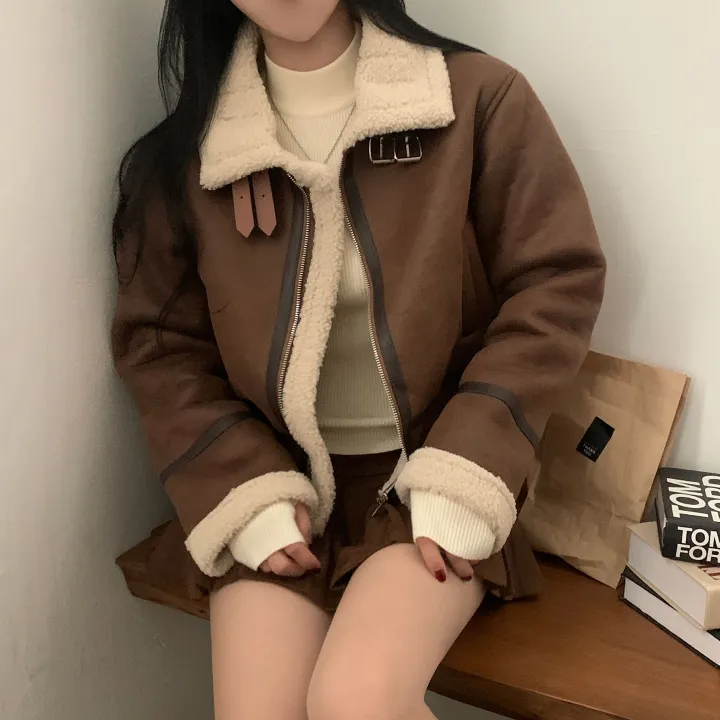 [이번주최저가!/🤎루즈핏] 샌드 양털 하이넥 크롭 무스탕 숏자켓 - 2color 상세 이미지 5