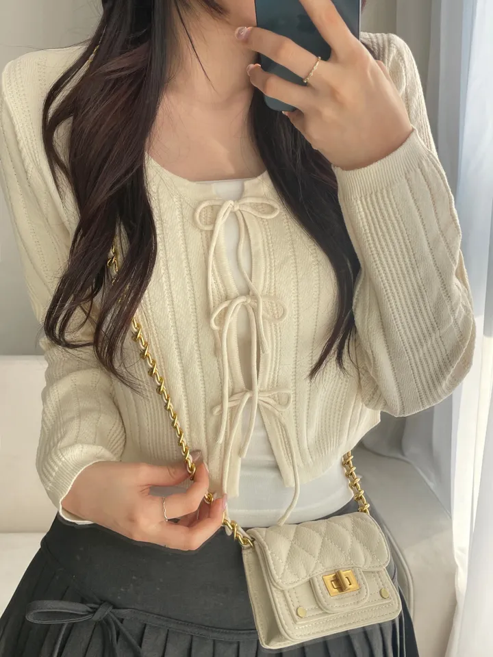 [주문폭주🤍/리본포인트!]  💘남심 저격해버릴 리스 쓰리리본 가디건 상세 이미지 12