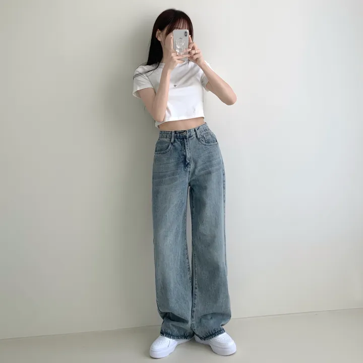 ["인생"데님🖤/기장선택/~XL] 올데이 하이웨스트 캣브러쉬 워싱 데님 와이드 팬츠 바지 키작녀 키큰녀 빅사이즈 청바지 상세 이미지 13