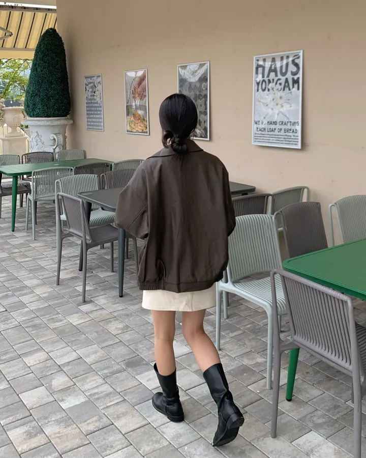 <미리 봄🌸/찐오버핏> 데이 오버핏 카라 블루종 레더자켓 - 2color 상세 이미지 11