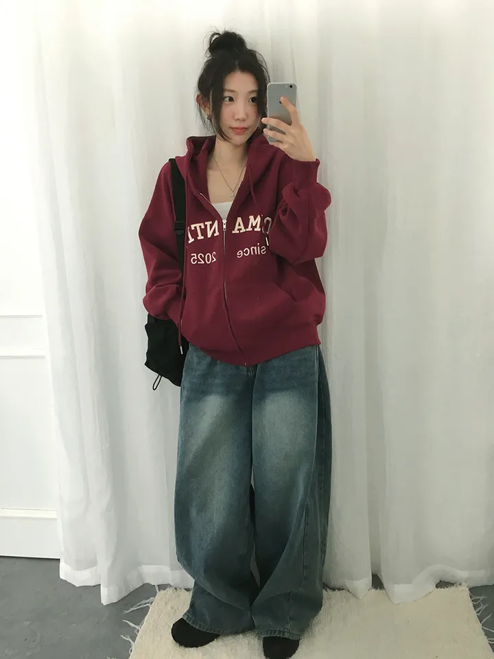 [퀄보장!🤍/6color 자수레터링 아방핏 데일리 후드집업] 로맨틱자수레터링후드집업 상세 이미지 32