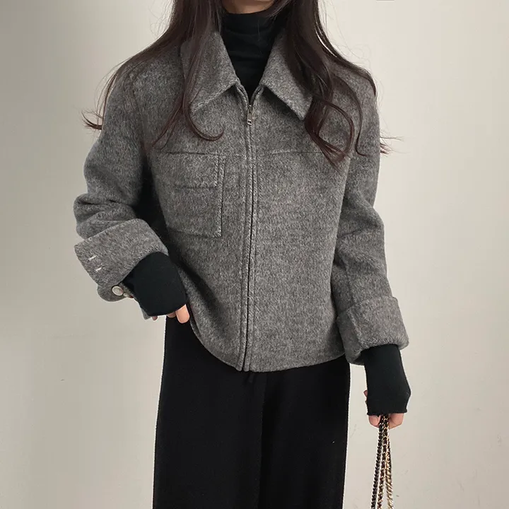 (오버핏,울100) 보들 데일리 핸드메이드 숏코트 상세 이미지 41