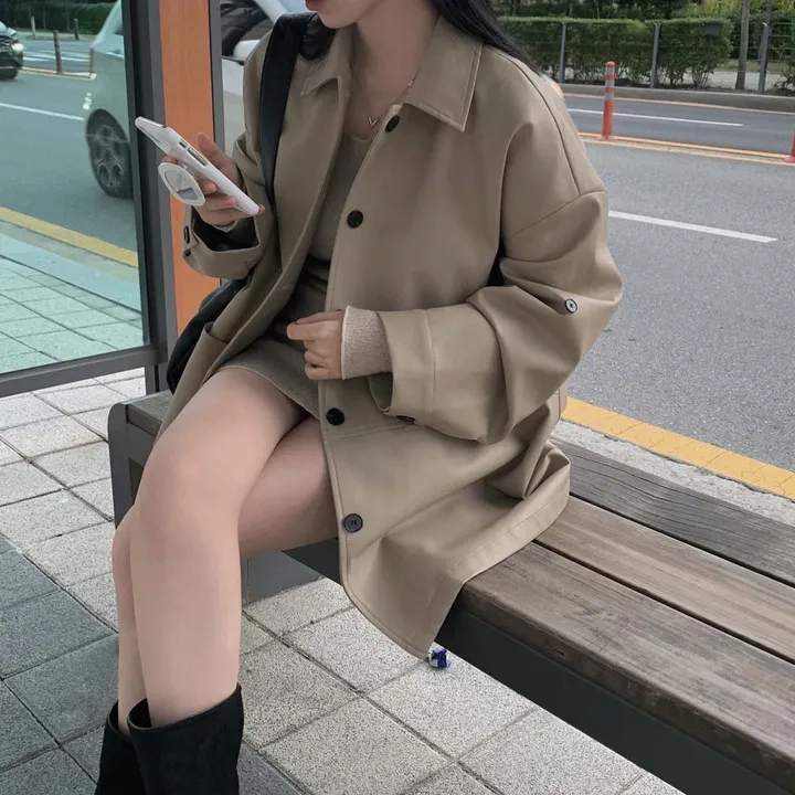 [힙덮는기장감~/블랙 당일출고🎉] 자체제작 #크치Made 오디너리 롤업 오버핏 하프 레더자켓 - jk 상세 이미지 48