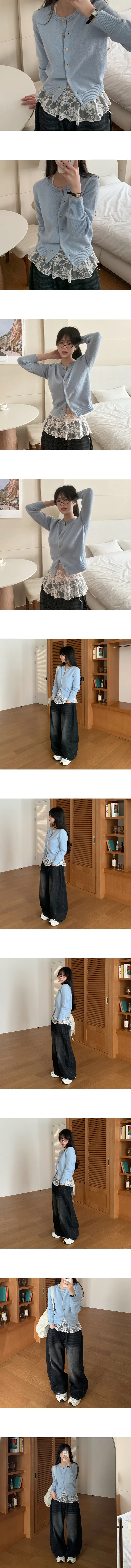 [2개묶음할인] 기본 라운드넥 긴팔 루즈핏 파스텔 니트가디건 상세 이미지 8