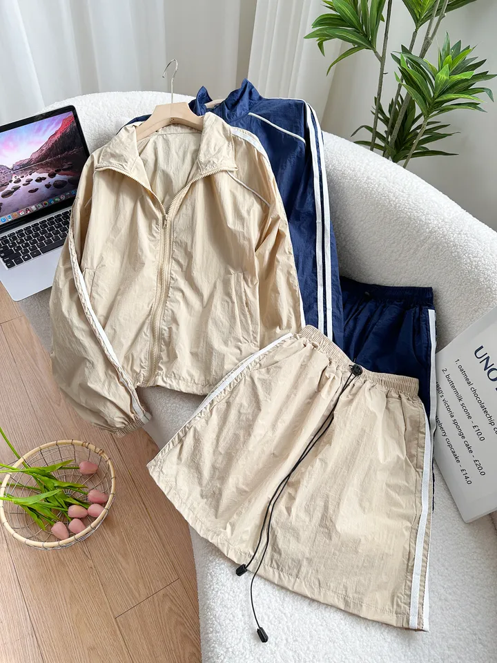 (M~5XL)스트라이프 트레이닝 세트 업AS-3863 상세 이미지 7