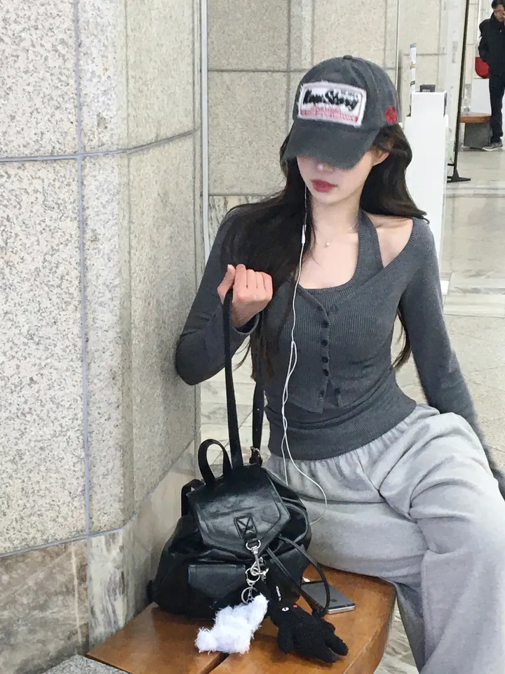 [MADE][2pcs,승모근소멸🤍] 키싱 홀터넥 나시 가디건set (4color) 상세 이미지 85