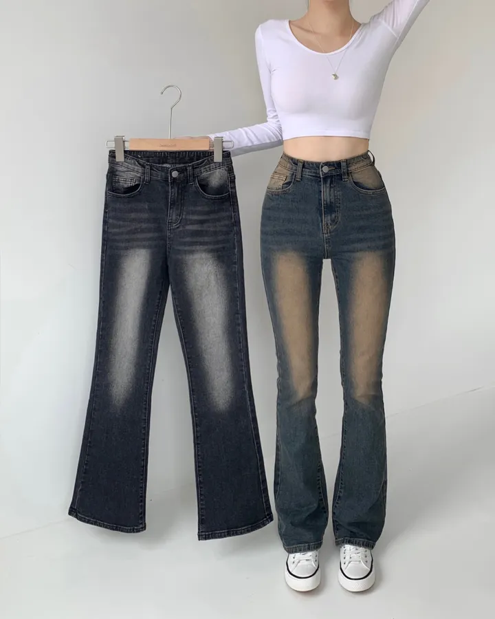 [숏,기본,롱/핏보장🖤/~2XL] 메이빌 쫀득 워싱 슬림핏 하이웨스트 세미 부츠컷 빈티지 데님 팬츠 청바지 키작녀 키큰녀 빅사이즈 4color 상세 이미지 3