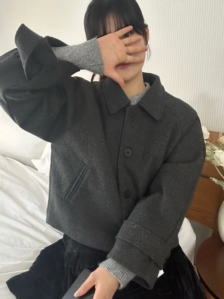 [아방루즈핏/💞러블리] 머스 카라 숏 코트 자켓 모직코트 상세 이미지 46