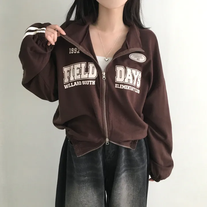 문의폭주!![핏보장🖤/왕오버핏!] 플로어 빈티지 프린팅 레터링 두줄 라인 배색 카라 투웨이 트랙 집업 남녀공용 커플아우터 빅사이즈 상세 이미지 7