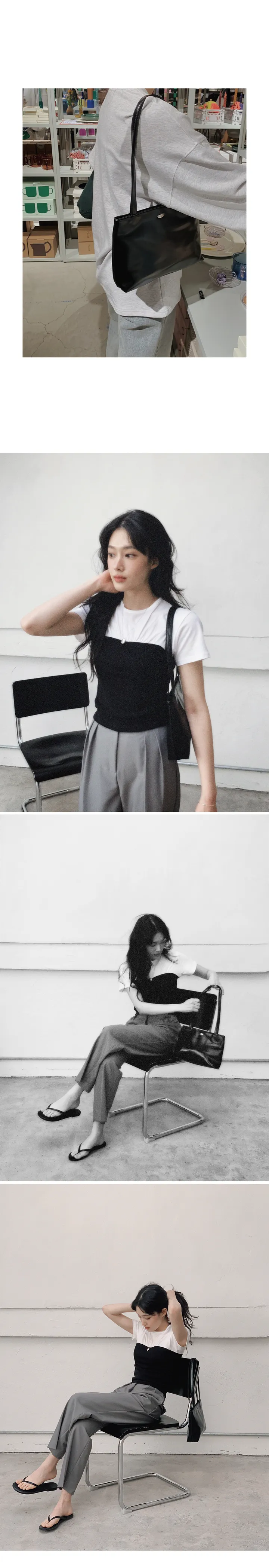 [🤎데일리/가벼움] #LENTO. Bazil Everyday bag  - 5 color (SLOWMADE/자체제작/비건레더/플레인/실버백/글로시) 상세 이미지 26