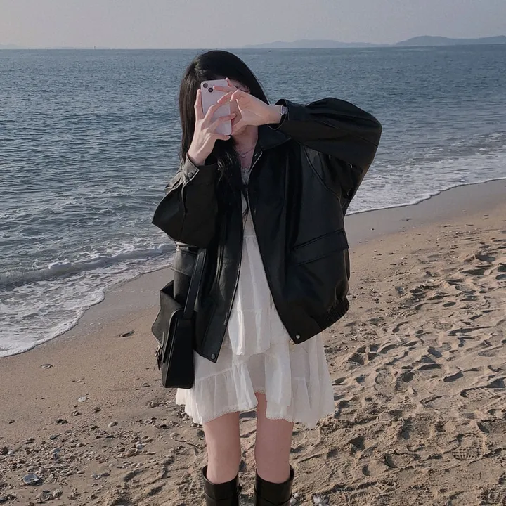 [핵고퀄!/✨주문폭주/후기극찬✨]매트 레더의 정석,오버핏 레더 블루종 자켓 점퍼 상세 이미지 36