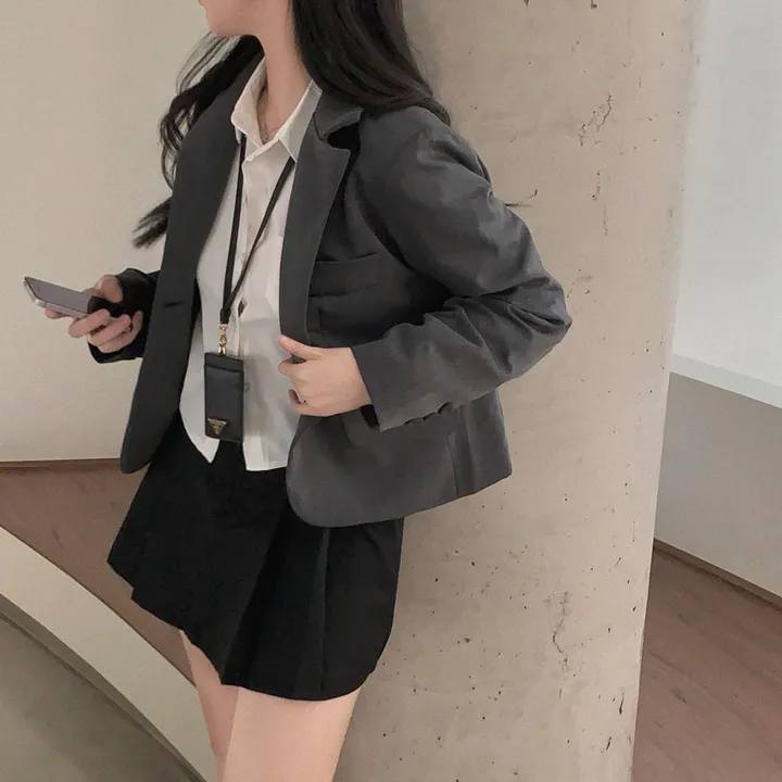 [봄자켓 종결!/🌸신상!]으른핏 클래식 원버튼 카라 포켓 베이직 숏자켓 상세 이미지 17