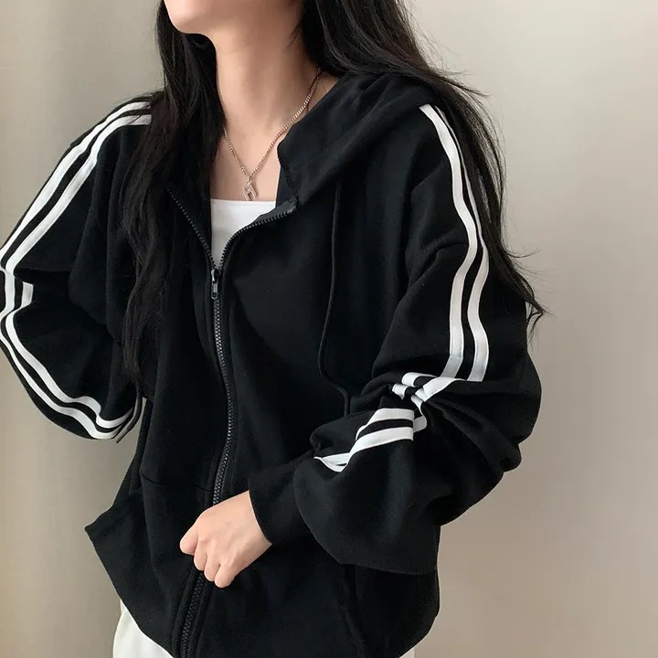 [루즈핏/꾸안꾸🖤] 키트 투라인 후드 집업 점퍼 상세 이미지 3