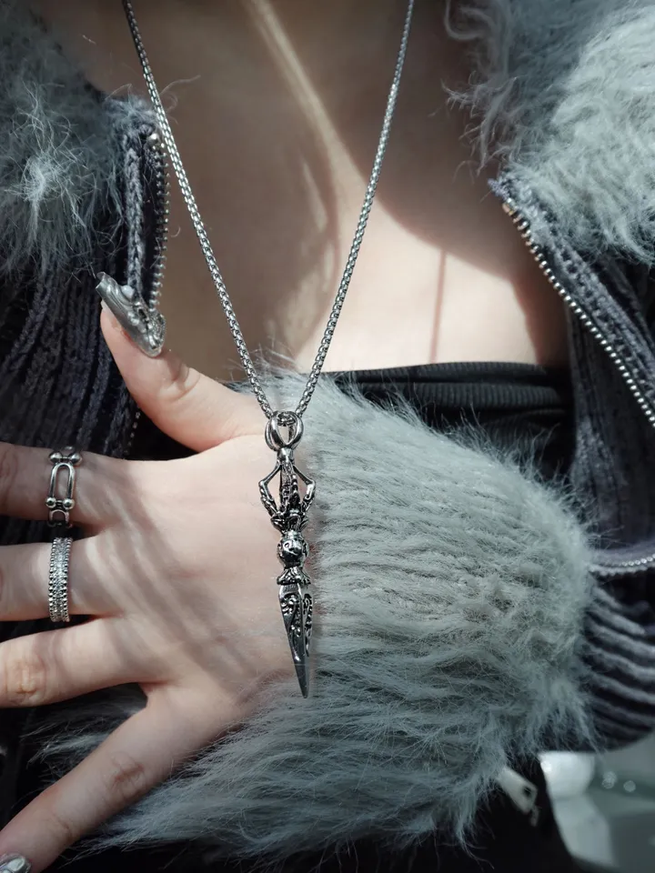 [s.steel] sculpture necklace | 조각 빈티지 목걸이 써지컬 상세 이미지 13