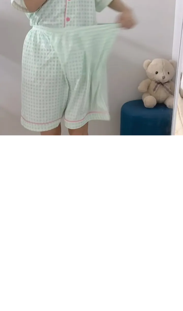 [99~120사이즈🧡미친편안함] 면 잠옷 빅사이즈 홈웨어 파자마 바지 여름 체크 숙면 선물 100 110 3xl 4xl 5xl 6xl 상의 통통녀 플러스 큰잠옷 커플 상하세트 상세 이미지 3