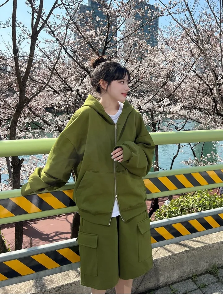 🌼당일출고🌼💗2000장 돌파💗[고퀄 핏대박/7Color/신상] 빅사이즈 투웨이 후드집업 카고 버뮤다 팬츠 트레이닝 세트 커플룩 시밀러룩 오버핏 꾸안꾸 트레이닝복 상세 이미지 22