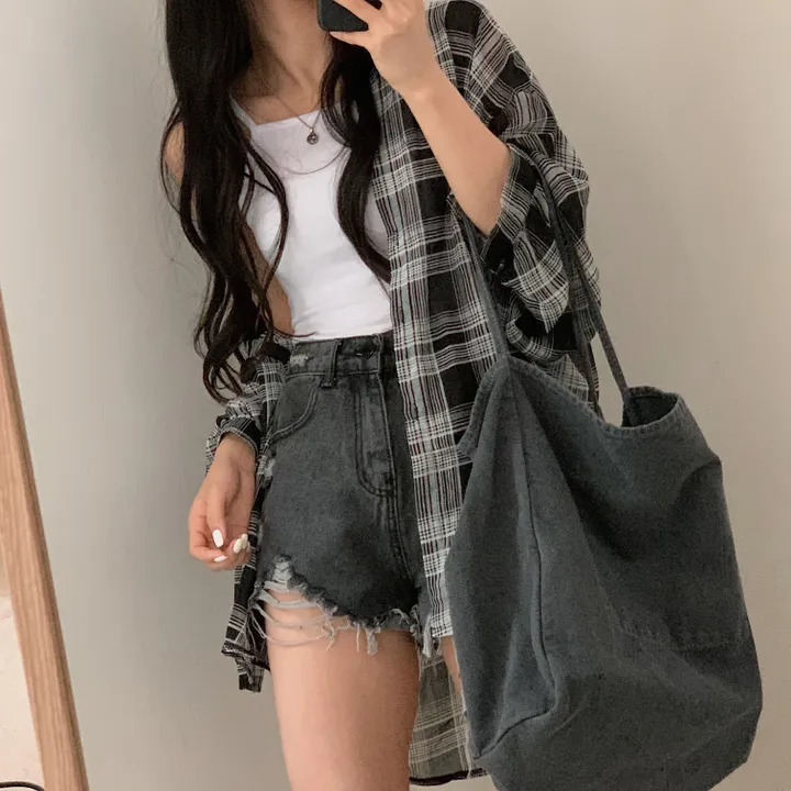 [장마철&휴가철] 은은한 시스루 루즈핏 체크남방,셔츠;2col 상세 이미지 19