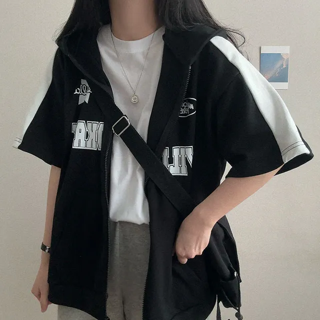 [오버핏!/반팔집업] 핏예쁜, 윌비 반팔 배색 후드집업 (3color) 상세 이미지 15